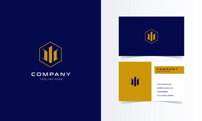 M Golden real estate Minimalist Logo with business card Design