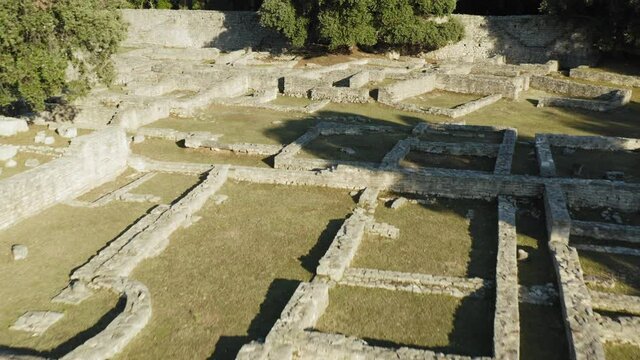 Aerial view of the Byzant Kastrum ruins on Brijuni National Park, Croatia