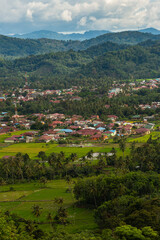 village at the foot of the mountain in indonesia