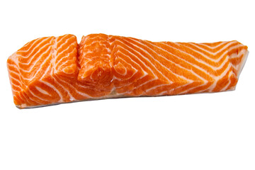 Raw salmon fillet isolated on white background