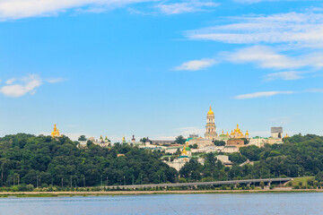 Obraz premium View of Kiev Pechersk Lavra (Kiev Monastery of the Caves) and the Dnieper river in Ukraine
