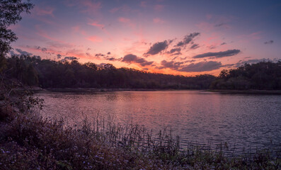 Beautiful Lakeside Sunset Panorama