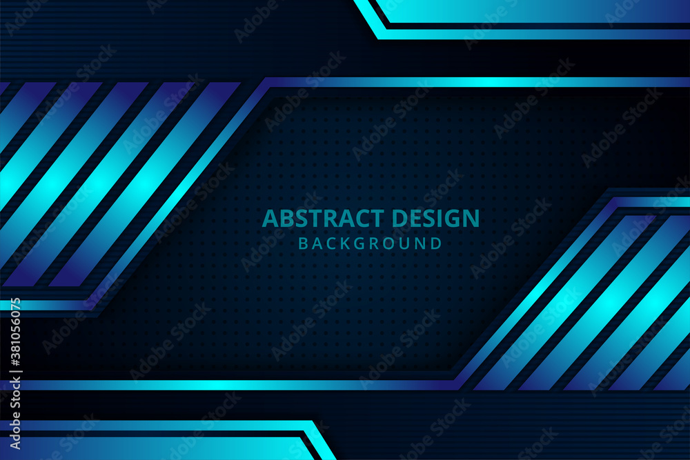 Poster abstract design background use blue light gradient and dark colors. dot and diagonal shape pattern. 
