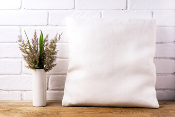 Pillow mockup with cord wild grass