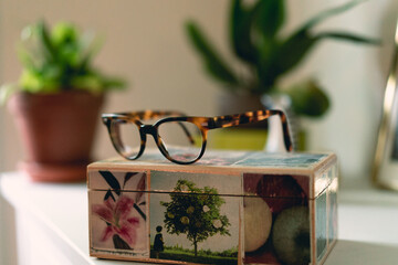 Glasses on a box