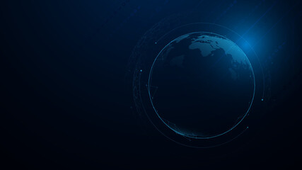 Global world network and telecommunication. World map. Abstract futuristic and technology background