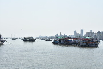 Transportation Boat standing near the Mumbai port