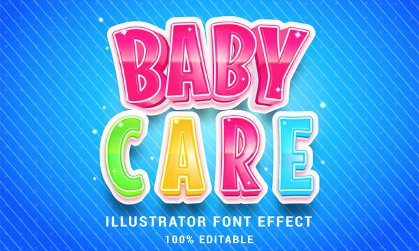 3d baby care - easy editable text effect