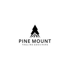 Creative Illustration Simple pine tree with Mountain Logo Design Vector