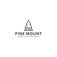 Creative Illustration Simple pine tree with Mountain Logo Design Vector