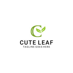 Illustration modern natural leaf with C sign icon design logo concept icon template