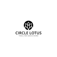 Creative simple circle Artistic Lotus Flower logo design illustration