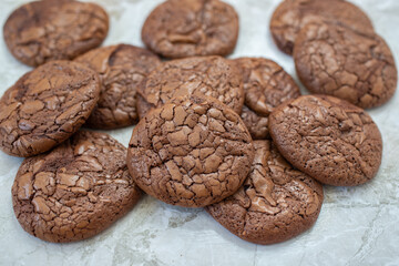 Sweet home made brownie cookies with dark chocolate