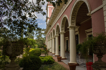 Fototapeta na wymiar San Jose Palace front door and garden, in Entre Rios, Argentina