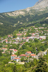 Fototapeta na wymiar village Vourgareli in arra perfecture greece green firs mountains in sumemr season