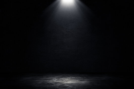 Abstract image empty space of Studio dark room concrete floor grunge texture background with spotlight.