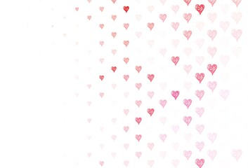 Light Red vector template with doodle hearts.