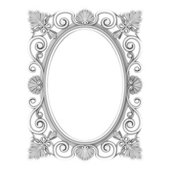 Obraz premium frame carved vintage black and white pencil drawing, 3d render isolated on white background high quality