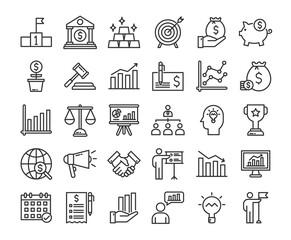 business and finance icon, collection web icon set, outline line black icons set, bank. contact. Icon collection. Vector line icons.