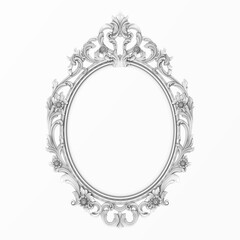 frame carved vintage black and white pencil drawing, 3d render isolated on white background high quality