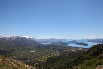 Fototapeta na wymiar Lake, trees and mountains in Bariloche, Argentina