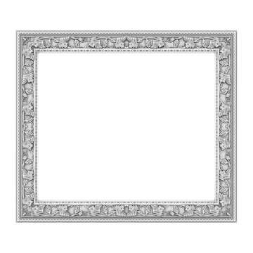 frame carved vintage black and white pencil drawing, 3d render isolated on white background high quality