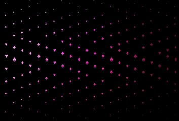 Dark Pink vector texture with playing cards.