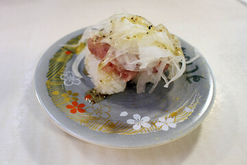 Closeup view of couple of nigiri sushi