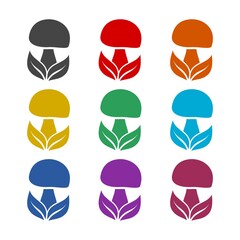 Simple mushroom icon, color set