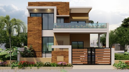 Fototapeta premium 3d Render of a individual house