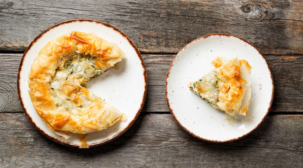 Spanakopita, Greek spinach pie with feta cheese.