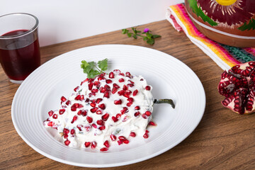 Food, Traditional Mexican dish named Chile en Nogada