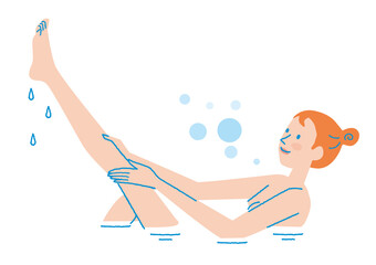 バスタイム　若い女性　