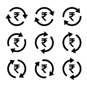 Set of rupee money icon, Collection of indian business sign, market economy vector illustration