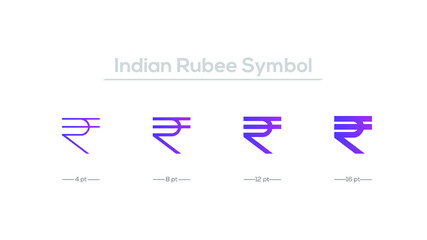 Indian Rupee icon symbol in multiple size