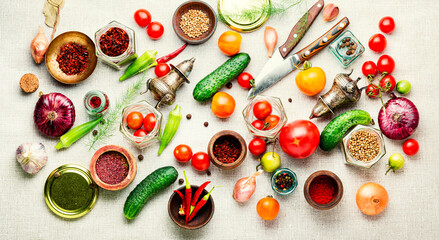 Assortment of pickled vegetable