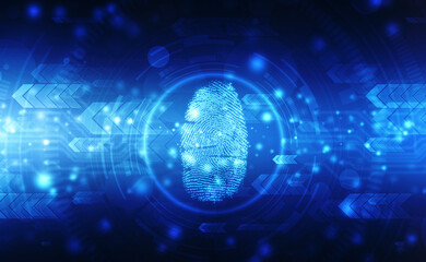 Fingerprint Scanning Identification System. Biometric Authorization and Business Security Concept, fingerprint Scanning on digital screen. cyber security Concept