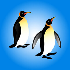 Penguins on blue background isolated icon vector illustration.