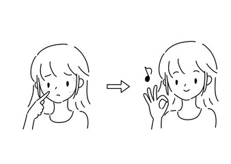 顔イボが改善して喜ぶ若い女性