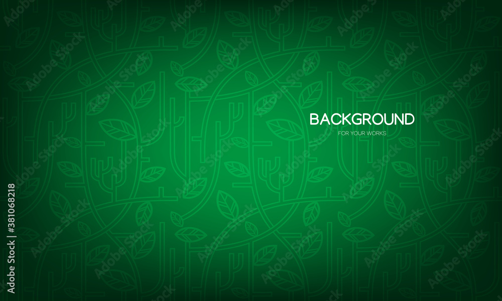 Poster green background with leaves and branches pattern. for use in all types of design work.