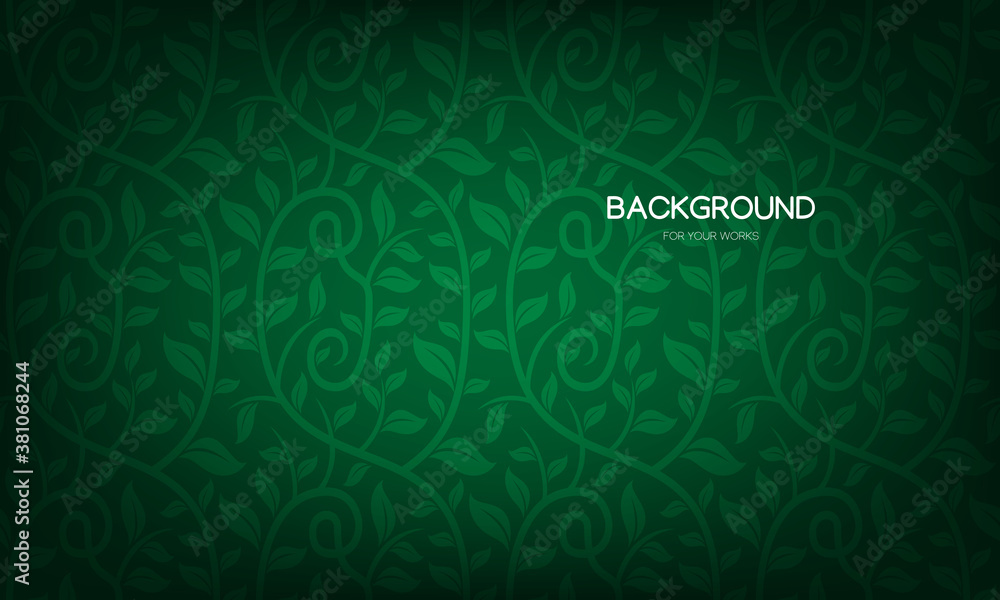 Poster green background with leaves and branches pattern. for use in all types of design work.