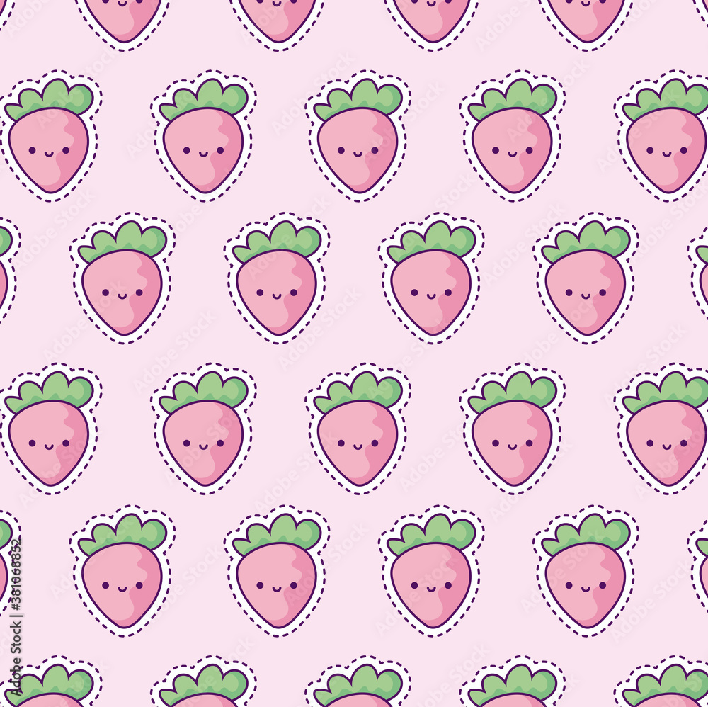 Poster pattern with strawberries, patch style