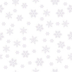 seamless pattern with snowflakes, vector white gray on background