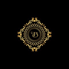 Letter B Luxury Ornament Logo. Monogram Crest Initial Letter Vector Design.