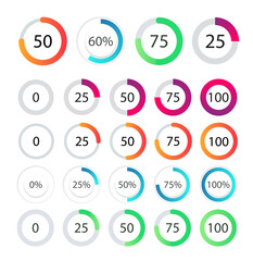 Set of beautiful round loading bars. Vector illustration.