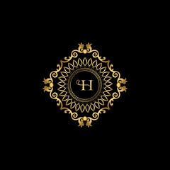 Letter H Luxury Ornament Logo. Monogram Crest Initial Letter Vector Design.