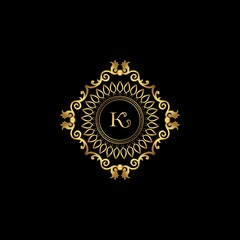 Letter K Luxury Ornament Logo. Monogram Crest Initial Letter Vector Design.