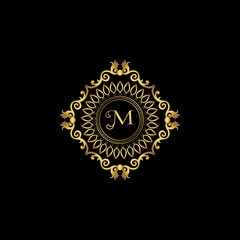 Letter M Luxury Ornament Logo. Monogram Crest Initial Letter Vector Design.
