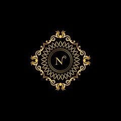 Letter N Luxury Ornament Logo. Monogram Crest Initial Letter Vector Design.