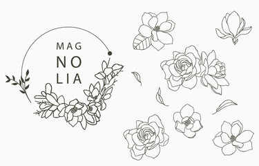 Beauty occult logo collection with geometric,magnolia,moon,star,flower.Vector illustration for icon,logo,sticker,printable and tattoo